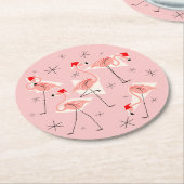 Flamingo Santas Pink Untersetzer rund (Angewinkelt)