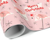 Flamingo Santas Rosa Frohe Weihnachten Geschenkpapier (Rolleneckpunkt)