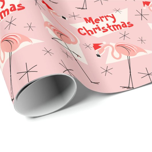 Flamingo Santas Rosa Frohe Weihnachten Geschenkpapier (Rolleneckpunkt)