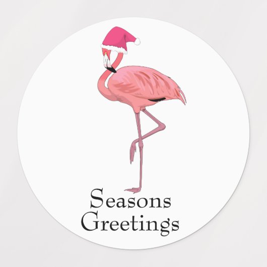 Flamingo Santas Weihnachtsgrüße Etiketten (Design 2)