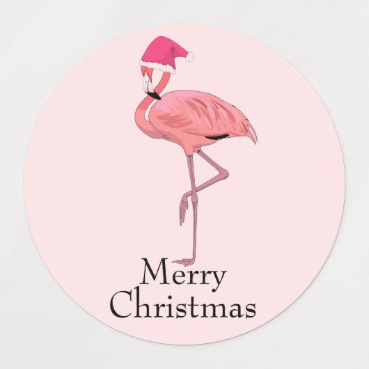 Flamingo Santas Weihnachtsgrüße Etiketten (Design 1)