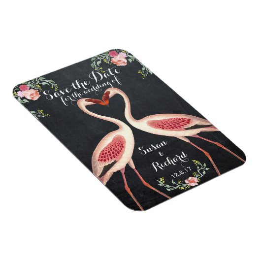 Flamingo Save the Date Chalkboard Magnet (Rechte Seite)