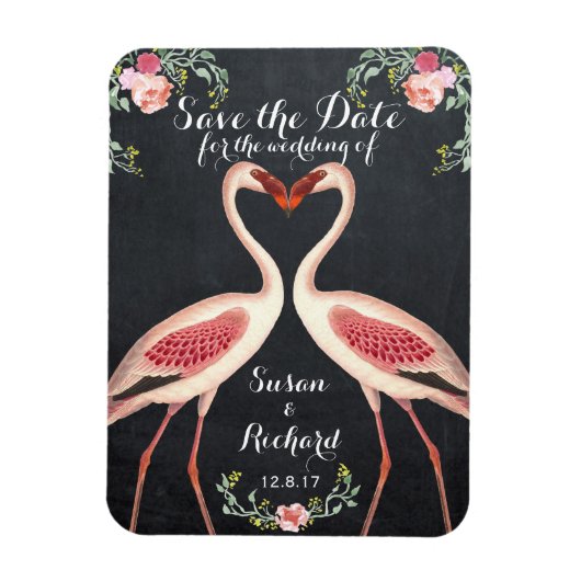 Flamingo Save the Date Chalkboard Magnet (Vertikal)