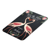 Flamingo Save the Date Chalkboard Magnet (Linke Seite)