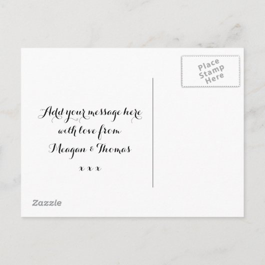 Flamingo-Save the Date Chalkboard-Stil Ankündigungspostkarte (Rückseite)