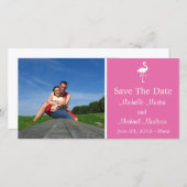Flamingo-Save the Date-Fotokarte (Dunkelrosa) Save The Date (Vorne/Hinten)