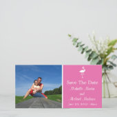 Flamingo-Save the Date-Fotokarte (Dunkelrosa) Save The Date (Stehend Vorderseite)