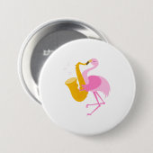 Flamingo Saxophon Saxophon Saxophonist Funn Button (Vorne & Hinten)