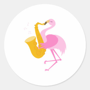 Flamingo Saxophon Saxophon Saxophonist Funn Runder Aufkleber