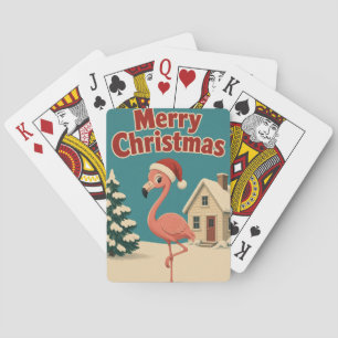 Flamingo-Schneehütte Tier Weihnachten Spielkarten