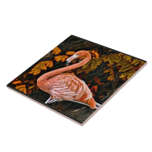 Flamingo, schöner Watvogel Fliese (Seite)