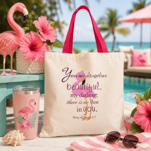Flamingo-Schönheitsbibelvers Tragetasche