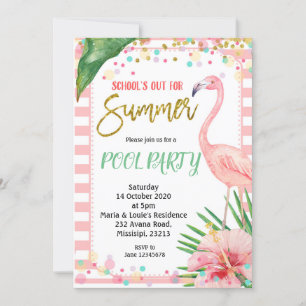 Flamingo School's out for Summer Invitation Einladung