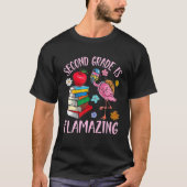 Flamingo Schüler glücklich zurück Schule zweite Kl T-Shirt (Vorderseite)