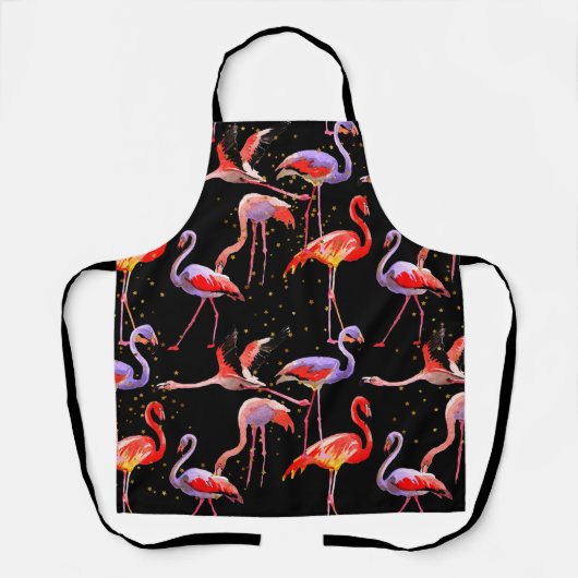 Flamingo-Schürze mit dunklem Hintergrund Schürze (Vorderseite)