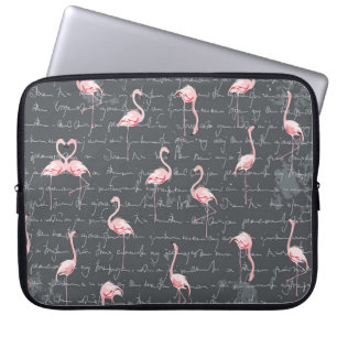 Flamingo-Schwarm: Dunkelgrau Vintage. Laptopschutzhülle