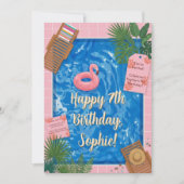 Flamingo-Schwimmbad-Party Einladung (Vorderseite)
