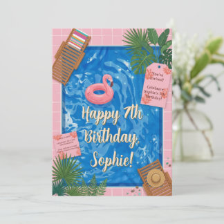 Flamingo-Schwimmbad-Party Einladung
