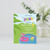 Flamingo-Schwimmhilfe-Pool-Geburtstagsfeier Postkarte (Stehend Vorderseite)