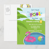 Flamingo-Schwimmhilfe-Pool-Geburtstagsfeier Postkarte (Vorne/Hinten)