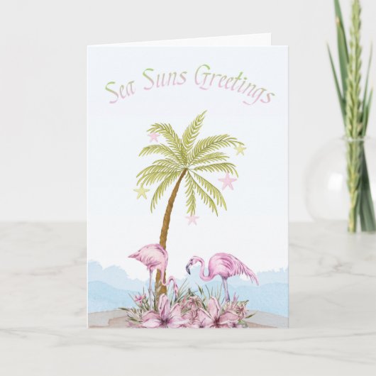 Flamingo Sea Suns Gruß Weihnachten (Vorderseite)