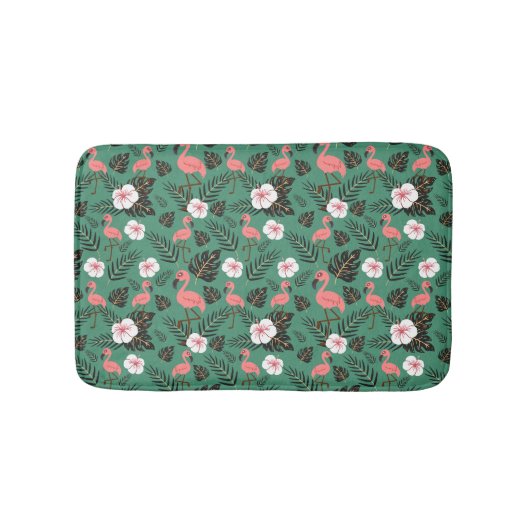 Flamingo seamless pattern pink on green background badematte (Vorderseite)