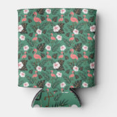 Flamingo seamless pattern pink on green background dosenkühler (Vorderseite)