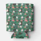 Flamingo seamless pattern pink on green background dosenkühler (Rückseite)