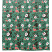 Flamingo seamless pattern pink on green background duschvorhang (Vorderseite)