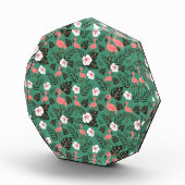 Flamingo seamless pattern pink on green background fotoblock (Rechts)
