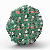 Flamingo seamless pattern pink on green background fotoblock (Links)