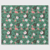 Flamingo seamless pattern pink on green background geschenkpapier (Flach)