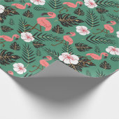 Flamingo seamless pattern pink on green background geschenkpapier (Ecke)