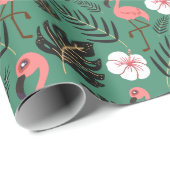 Flamingo seamless pattern pink on green background geschenkpapier (Rolleneckpunkt)