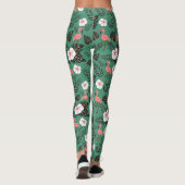 Flamingo seamless pattern pink on green background leggings (Rückseite)