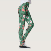 Flamingo seamless pattern pink on green background leggings (Rechts)