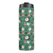 Flamingo seamless pattern pink on green background thermosbecher (Vorderseite)