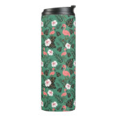 Flamingo seamless pattern pink on green background thermosbecher (Nach links gedreht)