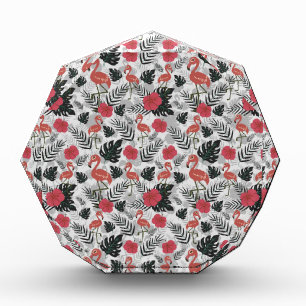 Flamingo seamless pattern with floral background fotoblock