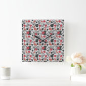 Flamingo seamless pattern with floral background quadratische wanduhr (Zuhause)
