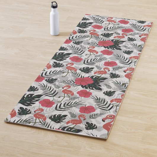 Flamingo seamless pattern with floral background yogamatte (Beispiel)