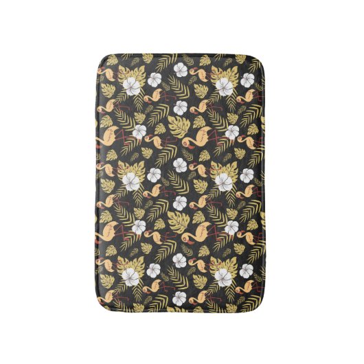 Flamingo seamless pattern yellow and white flowers badematte (Vorderseite Vertikal)