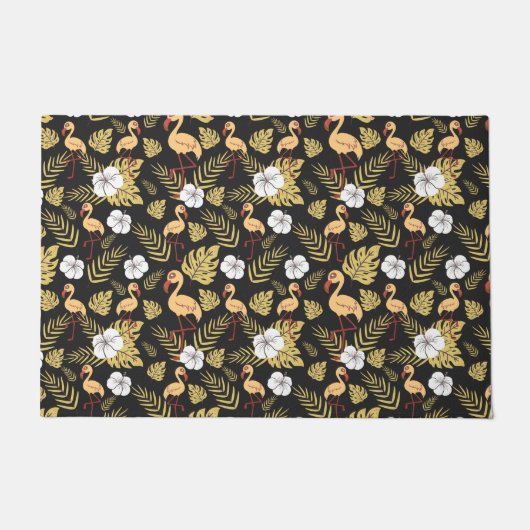 Flamingo seamless pattern yellow and white flowers fußmatte (Vorderseite)
