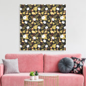 Flamingo seamless pattern yellow and white flowers leinwanddruck (Insitu (Wohnzimmer))