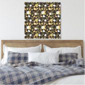 Flamingo seamless pattern yellow and white flowers leinwanddruck (Insitu (Schlafzimmer))