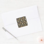 Flamingo seamless pattern yellow and white flowers quadratischer aufkleber (Umschlag)