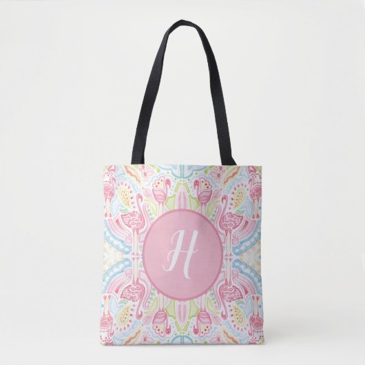 Flamingo Sensation Monogram Heather Französisch He Tasche (Vorderseite)
