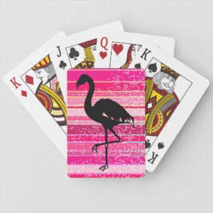 Flamingo Silhouette Farbenfroh Rosa Streifen Urlau Spielkarten