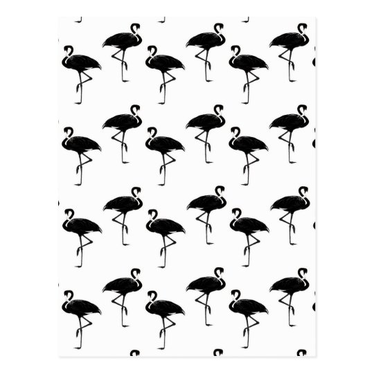 Flamingo Silhouette Muster Schwarz Weiss Postkarte Zazzle De