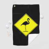 Flamingo-Silhouette-Verkehrsschild Golfhandtuch (Insitu)